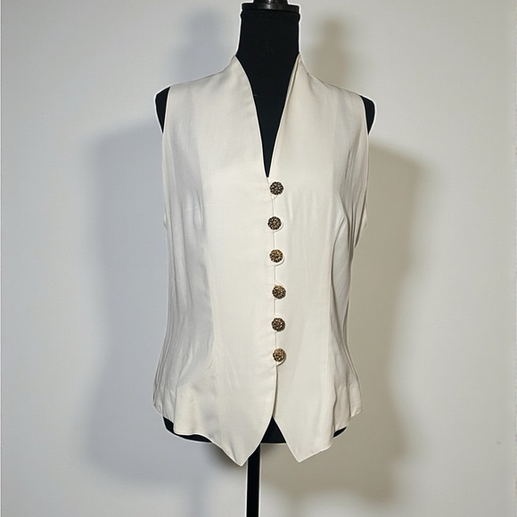 Lew Magram collection Cream button front vest size 12 made in USA - Picture 2 of 7